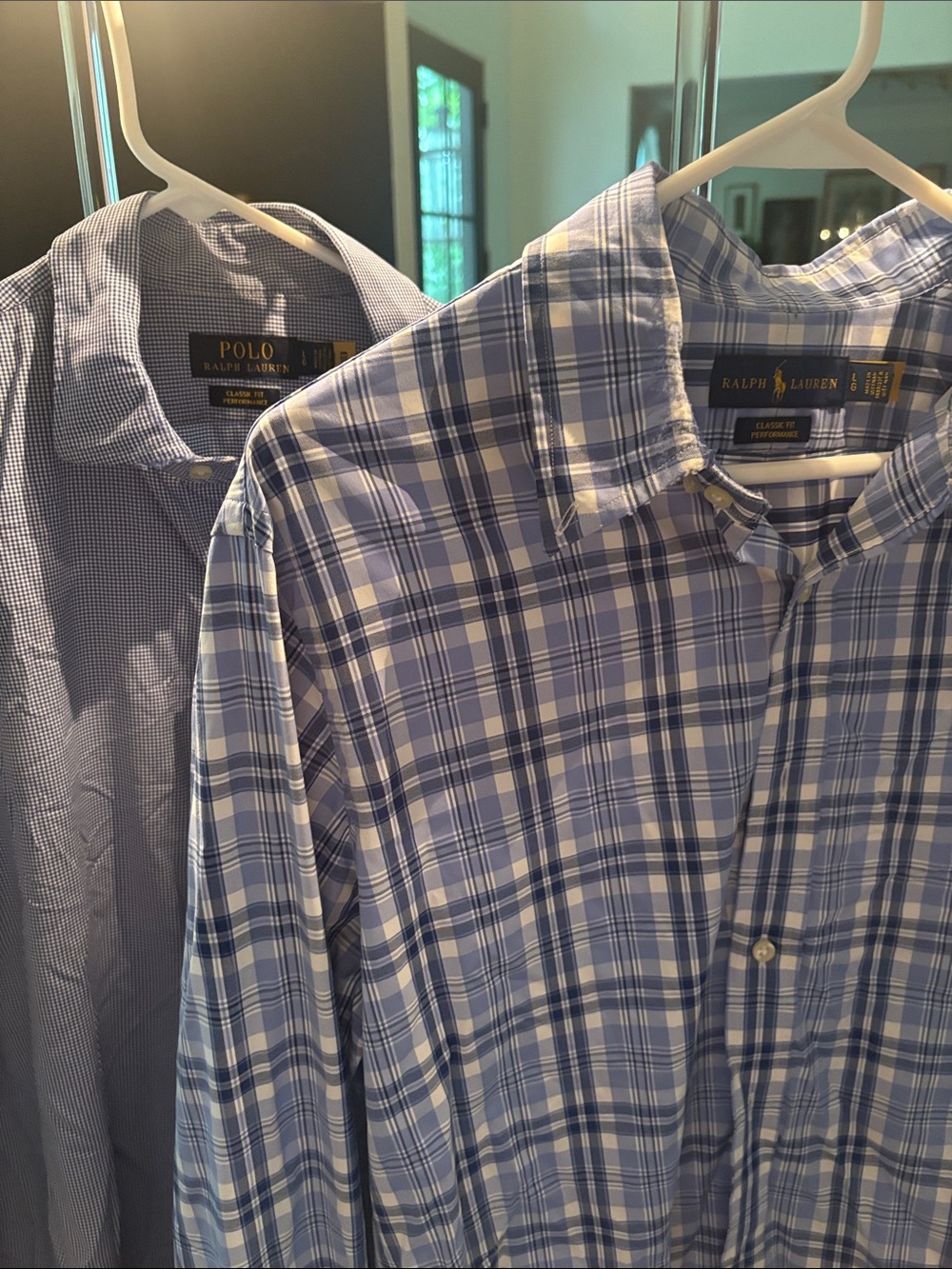 Polo by Ralph Lauren Blue Plaid and Light Blue Check Button-Down Shirts (2)